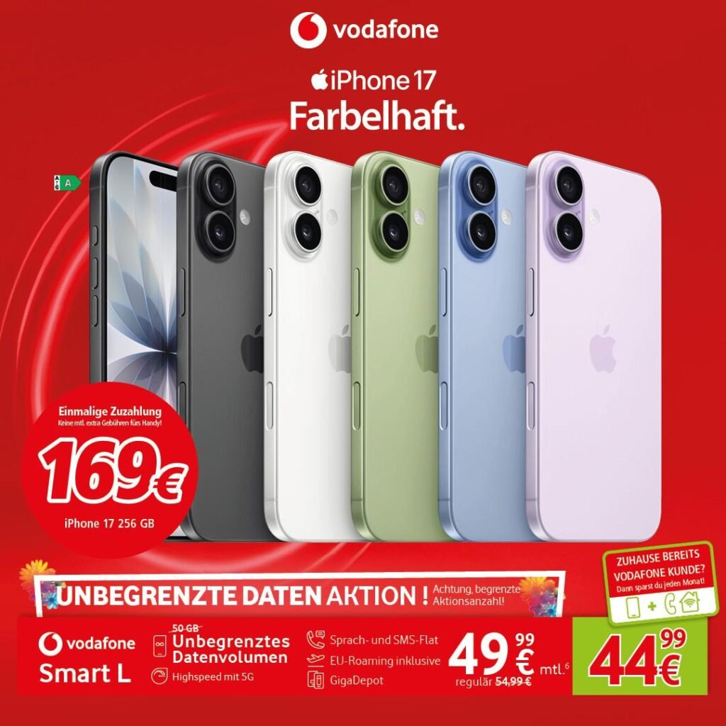 Vodafone Smart L Unbegrenztes Datenvolumen mit iPhone 17